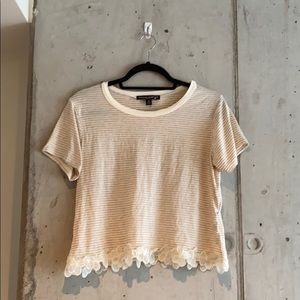 Living Doll Striped Cream Crop Top | Size M